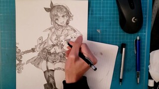 シャーペンだけでライザを描く。