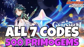 7 CODES! 3 NEW + 4 Active = 500 PRIMOGEMS! | Genshin Impact Redeem CODES 2021