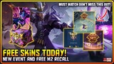 FREE SKIN EVENT (TODAY!) FREE RECALL AND MORE | Mobile Legends 2021