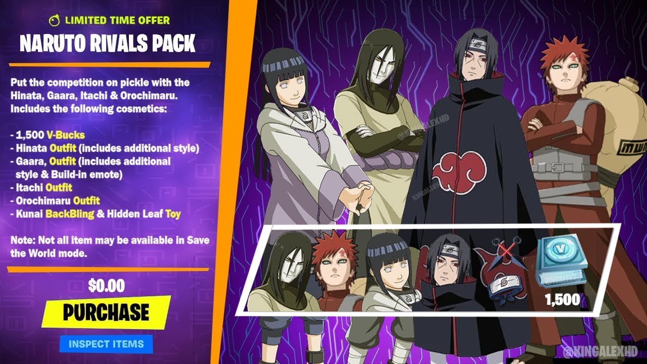 Naruto x Fortnite returns with Itachi, Gaara, and Orochimaru 