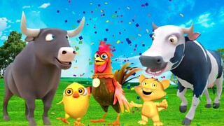El Pollito pio 3D y el Tractor de la Granja- Canciones de La Granja de Zenón- La Vaca Lola remix E3