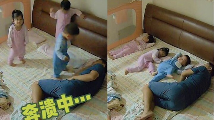 Dad tries to lull baby to sleep, but baby refuses to go down. Mom comes in, takes one look, and baby