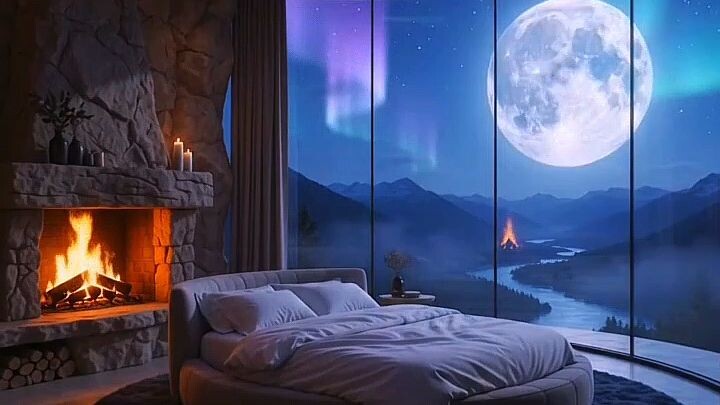 Sleeping Under the Northern Lights 💜🛋️ | Ultra HD Aesthetic Room #Shorts
