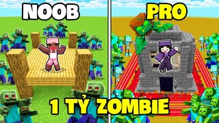 Noob Ruby Thử Thách 24h Chọn Thành Trì " CHỐNG 1 TỶ ZOMBIE " Noob Và Pro Trong Minecraft !