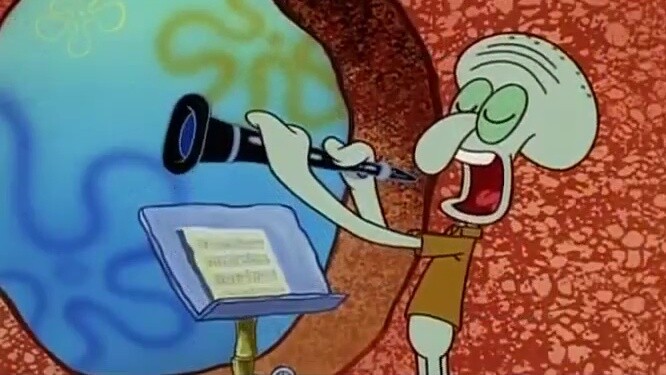 [Squidward] Come and listen to the wonderful music with Spongebob~ Octopus Flute Demon, Sponge Blowi