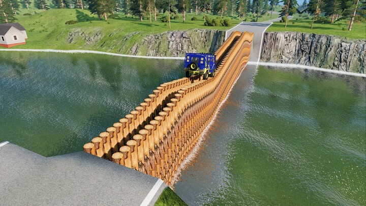 It's normal to have two single-plank bridges on the road.