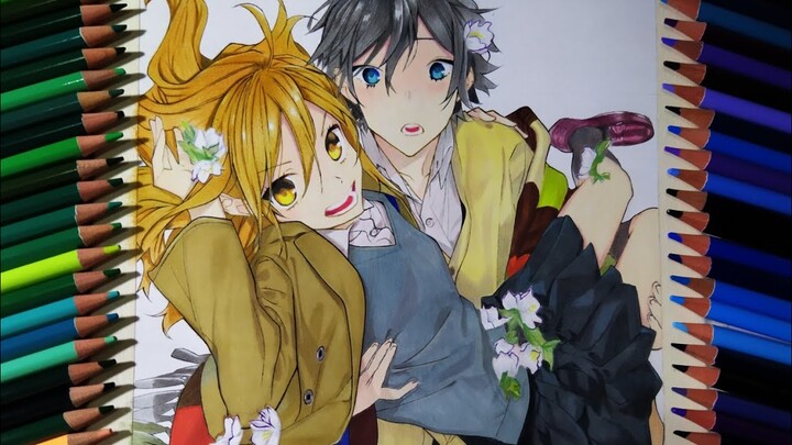 Drawing - Horimiya | Hori Kyōko and Miyamura Izumi | Color Pencils