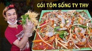 Cách làm Gỏi tôm sống siêu cay chất lượng ngon xuất sắc - Ty Thy Vlog Gỏi đu đủ