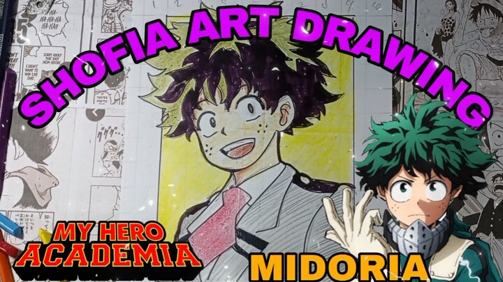 drawing midoria dari anime my hero academia