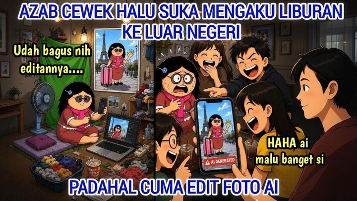 AZAB CEWEK HALU SUKA MENGAKU LIBURAN KE LUAR NEGERI PADAHAL CUMA EDIT FOTO AI  A