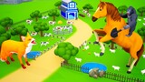 Giant Horse vs Giant Fox Farm Diorama - Gorilla's Funny Animals Farm Videos | Funny Videos 2022