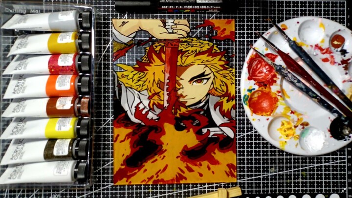 Anime Glass Painting || Rengoku