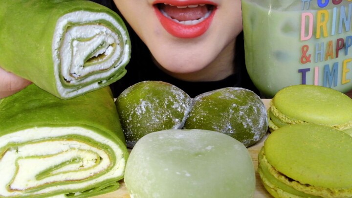 <mengunyah>Gulangan krep Matcha+Daifuku+Makaron 