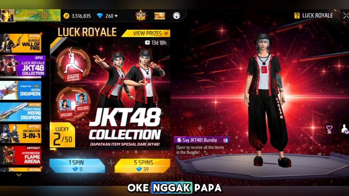 spin JKT48 Collection ff luck royale 😱