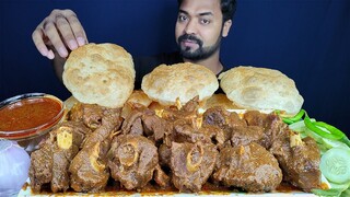 2KG SPICY MUTTON CURRY, SOFT LUCHI/ PURI, MUTTON GRAVY, SALAD, CHILI MUKBANG EATING | BIG BITES |