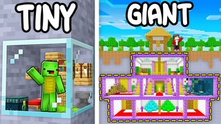 Mikey TINY vs JJ GIANT Secret Base in Minecraft! (Maizen)