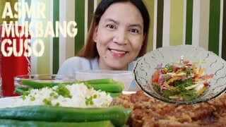 ASMR Mukbang Sinangag Rice, Pork Chop, Guso & Okra