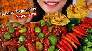 ASMR BALADO DAGING PETE +  PEYEK UDANG +  BROKOLI | ASMR MUKBANG INDONESIA