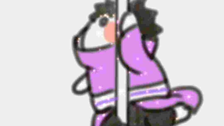 Chibi Obito dancing on a pole, lol.