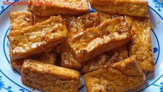 Cách làm món đậu hủ trắng khìa mặn.Thơm ngon đậm đà của món chay