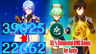 How to X2 Your Ayato DMG with 55% Elemental DMG Bonus - No Kazuha Team Build Guide