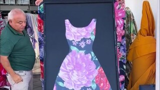 The fabric looks ordinary when viewed alone, but when placed on the skirt template, each one is surp