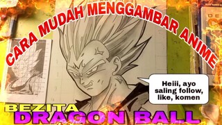 cara mudah menggambar anime DRAGON BALL karakter BEZITA super