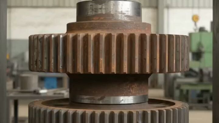 This Giant Gear & Pinion Gets Completely Crushed 🔥 #MetalCrushing #HydraulicPress