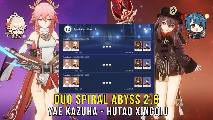 C0 Yae Kazuha and C1 Hutao Vape - Genshin Impact Abyss 2.8 - Floor 12 9 Stars