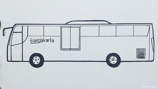 cara Mudah Menggambar Mobil Bus Trans Jakarta - Tutorial Menggambar Untuk pemula