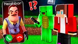 Why Creepy Hello Neighbor CALLING at 3am to MIKEY and JJ ? - in Minecraft Maizen