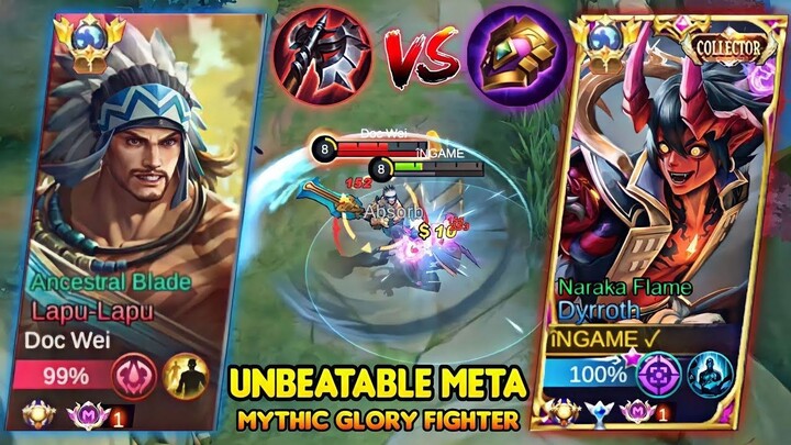 DYRROTH VS UNBEATABLE META FIGHTER LAPU LAPU  MYTHIC HIGH RANK BEST BUILD 2023 -