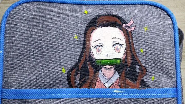 [Nezuko]Tôi vẽ Nezuko trên túi hộp đựng đồ ăn trưa của mình