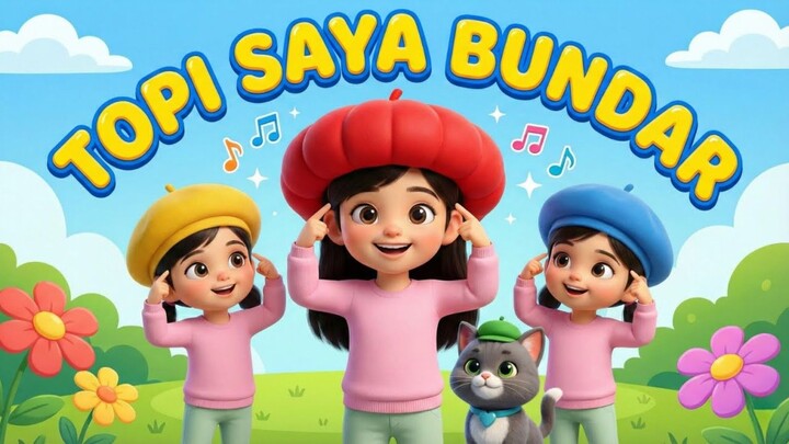 Topi Saya Bundar | Lagu Anak Indonesia Populer | Lirik & Animasi 3D Ceria