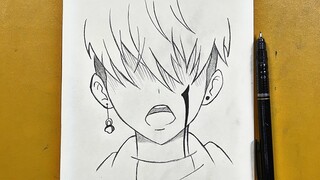 Easy sketch || how to draw anime boy step-by-step