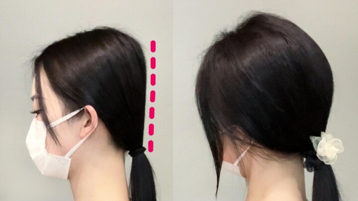 หัวแบน➡️หัวกลม รวบผมหางม้าต่ำ! ทำเสร็จใน 30 วินาที ไม่ต้องเจาะรู!