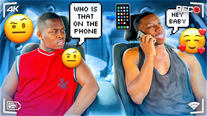 CALLING ANOTHER GUY WHILE MY BOYFRIEND IS IN THE CAR!! *BAD IDEA*