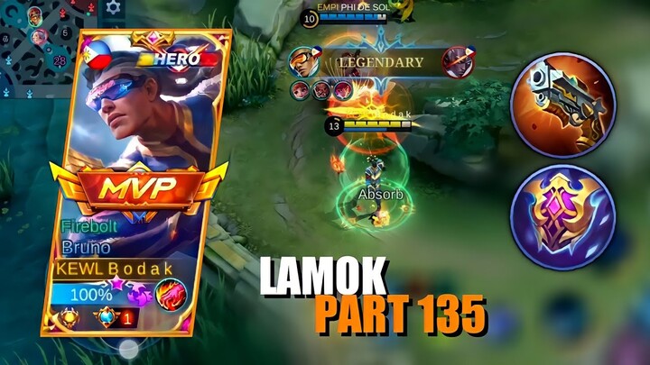 LAMOK PART 135 | BRUNO BEST BUILD AND EMBLEM SEASON 24 | Mobile Legends Bang Bang