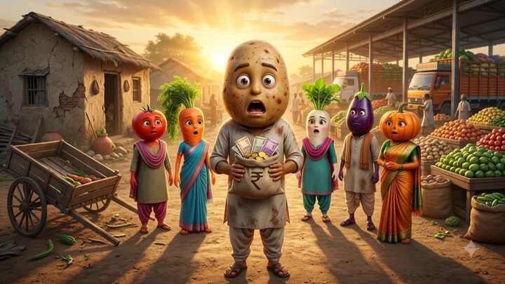 🥔 गरीब आलू बना करोड़पति! 💰 मेहनत और ईमानदारी ने बदल दी जिंदगी | Emotional Vegetable Story