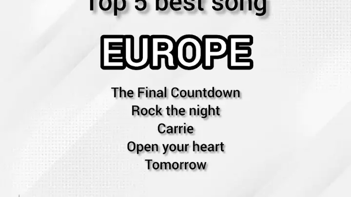 EUROPE top 5 best song
