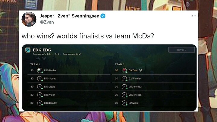 بعد فوز EDG باللقب، أخذ مالك G2 الفضل على نفسه؛ ثلاث فرق اجتمعت معًا لتلعب مباريات تدريبية ضد EDG، و