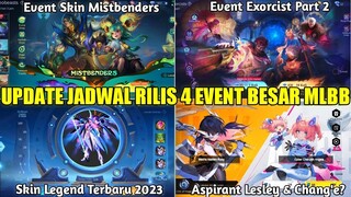 UPDATE JADWAL RILIS 4 EVENT GRATISAN MLBB 2023! EVENT MISTBENDERS, EXORCIST, ASPIRANT, SKIN LEGEND