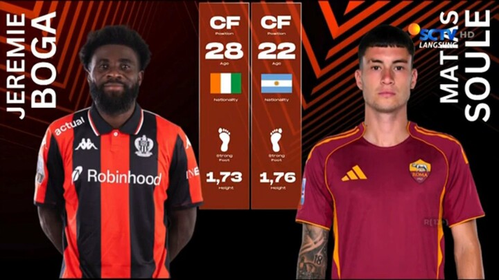 Uefa Europa League 2025/26 On SCTV : OGC Nice Vs AS Roma (Without full match)