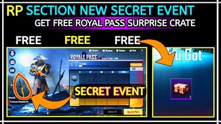 PUBG MOBILE : RP Section New Secret Event Season 9 || Get Free Royal Pass Sureprise Create