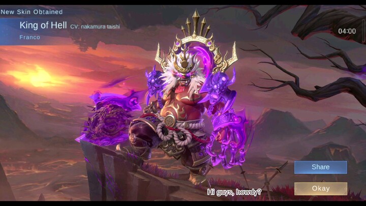 New MLBB Legend Skin - Franco - King of Hell