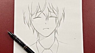 How to draw sad anime boy easy step-by-step for beginners