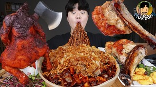 ASMR MUKBANG 직접 만든 양념 치킨먹방! 스테이크 짜파게티 레시피 & 먹방 FRIED CHICKEN AND BLACK BEAN NOODLES EATING SOUND!