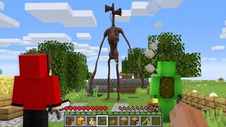 Giant SirenHead attack us in Minecraft Challenge - Maizen JJ and Mikey