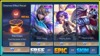 Claim Today! Fire Crown Epic Recall 30 Dias & Chance To Get 1 Epic Skin Only 15 Dias in Mlbb