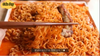 Mì gà xào cay, kim chi hành lá, lòng bò phần 3 #mukbang